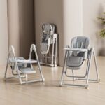 Hranilica i ljuljaška 2u1 u sivoj boji za bebe