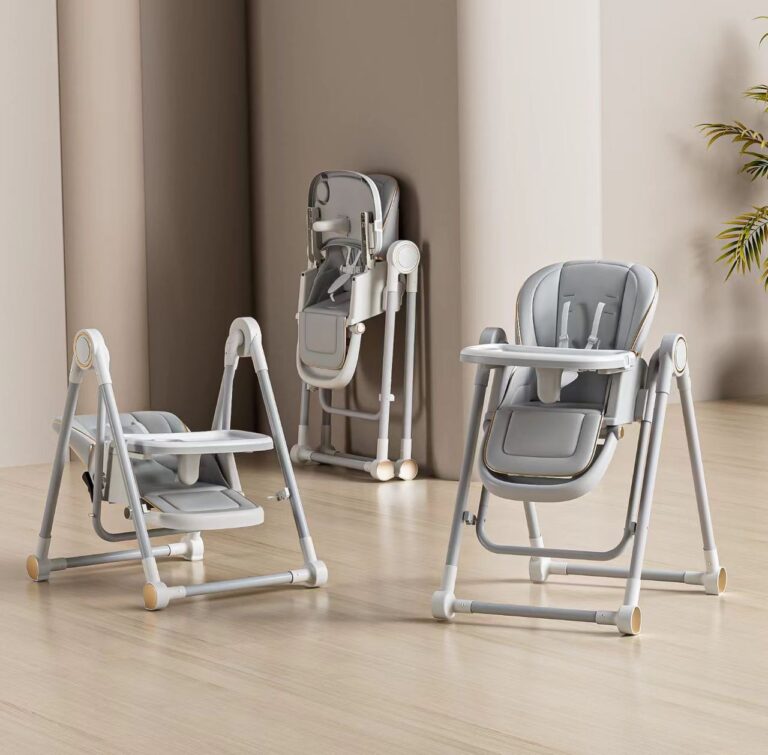 Hranilica i ljuljaška 2u1 u sivoj boji za bebe