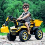 Dečiji kiper i bager na akumulator – Žuti – Bager sa kašikom na akumulator za decu - Слика 3