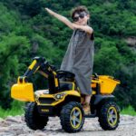 Dečiji kiper i bager na akumulator – Žuti – Bager sa kašikom na akumulator za decu