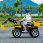 Dečiji kiper i bager na akumulator – Žuti – Bager sa kašikom na akumulator za decu